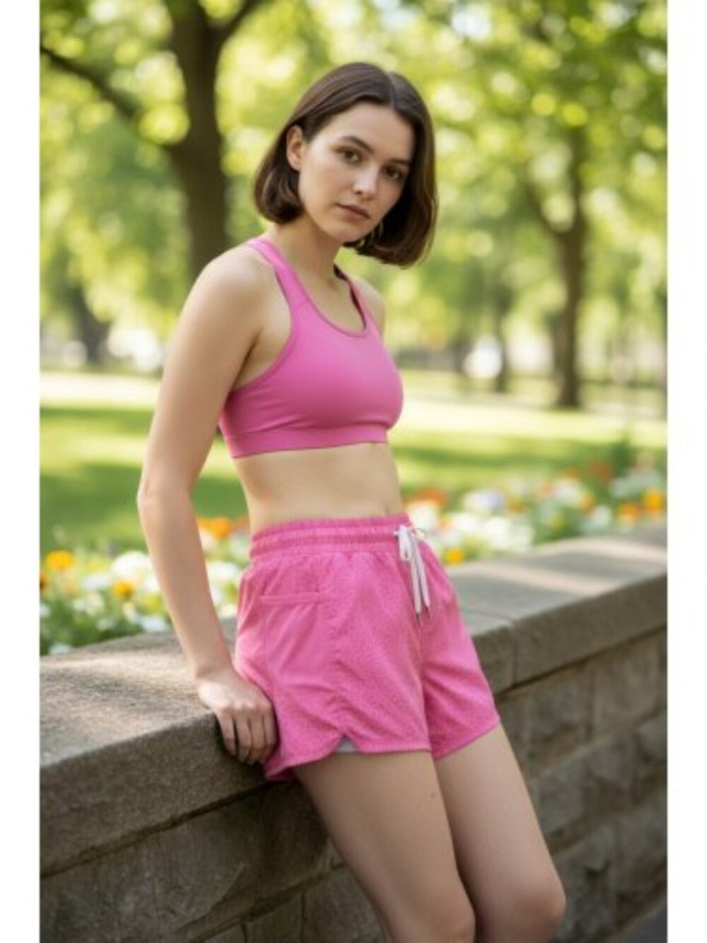 TEK GEAR Pink Running Athletic Shorts & Racerback Top Girls Size 14-16